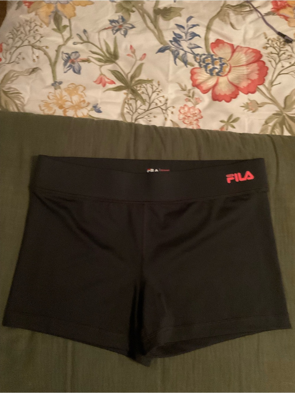 Fila Black Women's Large Athletic Bike Shorts with Red Logo